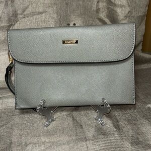 Elim & Paul Gray Clutch Wristlet with Reptile interior